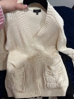 rag & bone Ivory Cable Knit Button-Front Cardigan